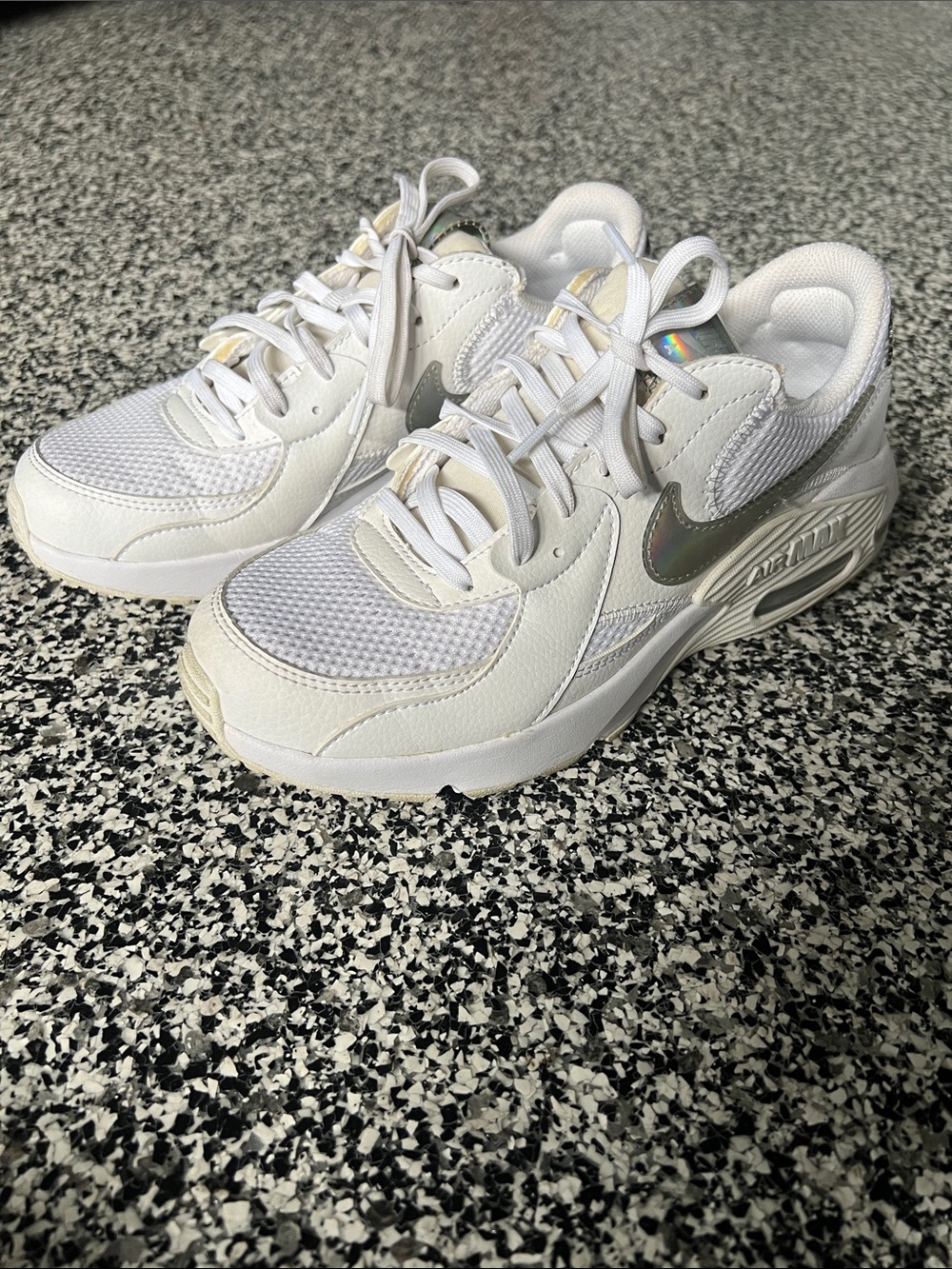 Nike Women’s White Sneakers with Iridescent Swoosh